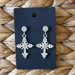 Elegant Silver Cross Earrings